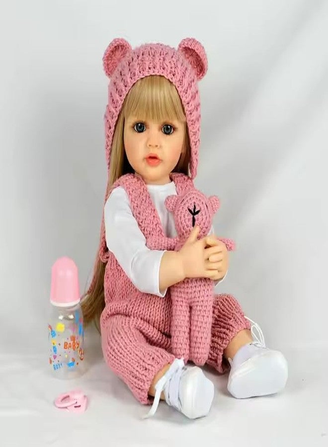 JOYJAY Silicone Body Reborn Fashion Baby Doll Girl, Big Size Realistic Newborn Baby Doll with Cloth, Feeding Toy for Birthday Christmas,Reborn Baby Dolls Girl, 22"(Multicolor) - Image 1